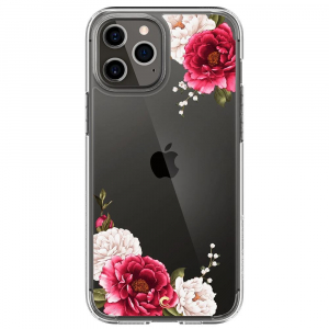 Spigen CYRILL Cecile Apple iPhone 12 Pro Max tok Red Floral - átlátszó virágos (ACS01645)