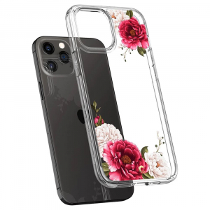 Spigen CYRILL Cecile Apple iPhone 12 Pro Max tok Red Floral - átlátszó virágos (ACS01645)