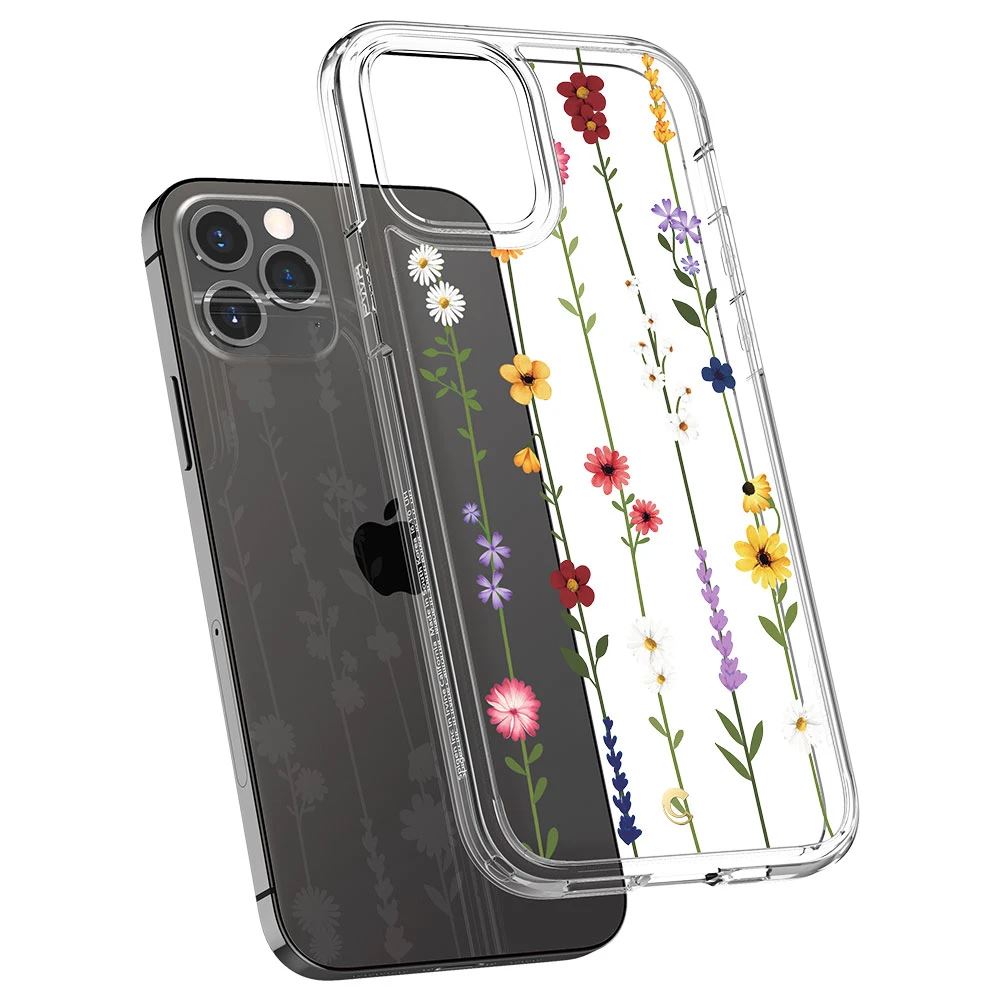 Spigen CYRILL Cecile Apple iPhone 12/12 Pro tok Flower Garden - átlátszó virágos (ACS01728)