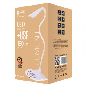 EMOS D08 LED USB asztali lámpa fehér (Z7592W)