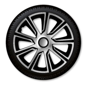 Jacky Auto 16"-os Veron Carbon dísztárcsa szett fekete-ezüst (4db) (JACKY16122)