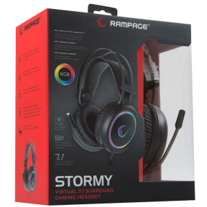 Rampage STORMY RGB 7.1 Surround Gaming mikrofonos fejhallgató fekete (30505)