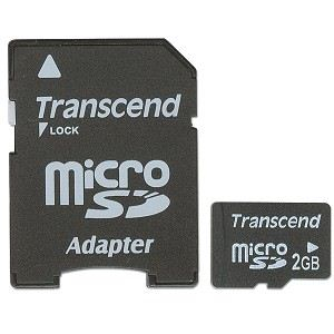 2GB microSD Transcend + adapter (TS2GUSD)