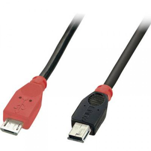 LINDY USB 2.0 Csatlakozókábel [1x USB 2.0 dugó, mikro B típus - 1x USB 2.0 dugó, mini B típus] 0.50 m Fekete OTG funkcióval