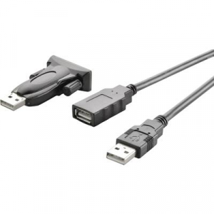 USB 2.0/Soros csatlakozókábel [1x USB 2.0 dugó A - 1x soros kábel 9 pol.] 1 m Fekete Renkforce