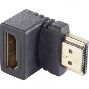 HDMI Átalakító [1x HDMI dugó - 1x HDMI alj] 90°-ban felfelé hajlítva Aranyozatt érintkező SpeaKa Professional