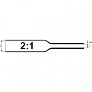 Univerzális zsugorcső, TCN20 O (zsugorodás előtt/után): 1.6 mm/0.8 mm, zsugorodási arány 2 : 1fekete