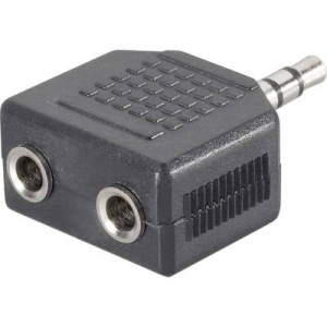 SpeaKa Professional Jack Audio Y adapter [1x Jack dugó, 3,5 mm-es - 2x Jack alj, 3,5 mm-es] Fekete