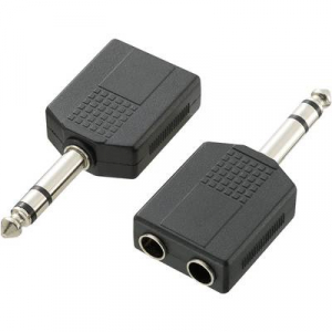 SpeaKa Professional Jack Audio Y adapter [1x Jack-dugó, 6,35 mm-es - 2x Jack alj, 6,35 mm-es] Fekete