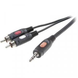 SpeaKa Professional RCA / Jack Audio Csatlakozókábel [2x RCA dugó - 1x Jack dugó, 3,5 mm-es] 1.50 m Fekete