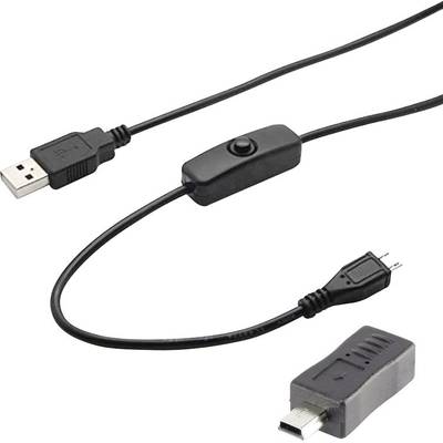 Renkforce USB 2.0 Csatlakozókábel [1x USB 2.0 dugó, A típus - 1x USB 2.0 dugó, mini B típus] 1.50 m Fekete Be-/kikapcsolóval