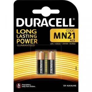 23A alkáli elem, távirányító elem, 12V 33 mAh, 2 db, Duracell A23, E23A, V23A, V23PX, V23GA, L1028, MN21, G23A