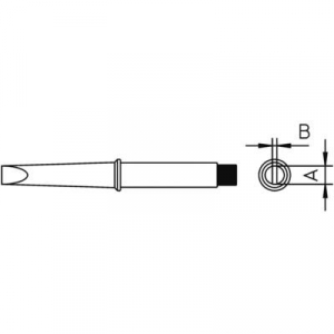 Weller CT5B7 W61 pákához. Hosszú, kétoldalt csapott, lapított, véső formájú pákahegy, forrasztóhegy 2.4 mm