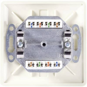 RJ45-ös süllyesztett fali aljzat, 2db CAT 5e aljzattal, gyöngy-fehér színben Setec 501286