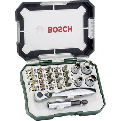 Bosch Accessories Promoline 2607017392 Bit készlet 27 részes Egyeneshornyú, Kereszthornyú Pozidriv, Kereszthornyú Phillips, Belső hatlap, TORX Racsniv