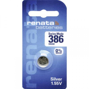 386 gombelem, ezüstoxid, 1,55V, 130 mAh, Renata SR43W, SR43, SR1143, V386, D386, 260, H, 280-41, SB-B8, RW44, BS06