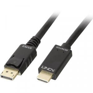 LINDY Kijelző csatlakozó / HDMI Csatlakozókábel [1x DisplayPort dugó - 1x HDMI dugó] 3.00 m Fekete