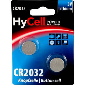 CR2032 lítium gombelem, 3 V, 200 mA, 2 db, HyCell BR2032, DL2032, ECR2032, KCR2032, KL2032, KECR2032, LM2032