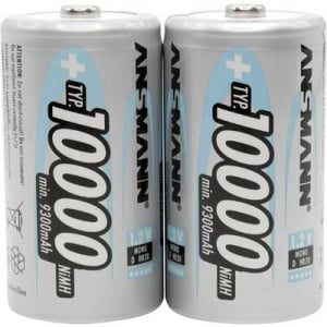 Góliát akku D NiMH, 1,2V 10000 mAh, 2 db, Ansmann maxE HR20, LR20, D, AM1, XL, MN1300, 813, E95, LR20N, 13A