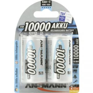 Góliát akku D NiMH, 1,2V 10000 mAh, 2 db, Ansmann maxE HR20, LR20, D, AM1, XL, MN1300, 813, E95, LR20N, 13A