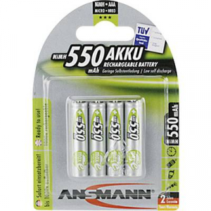 Mikroceruza akku AAA NiMH, 1,2V 550 mAh, 4 db, Ansmann maxE HR3, HR03, UO100557, DC2400, DC2400B4N, LR03