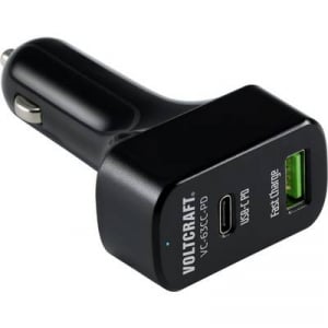 VOLTCRAFT VC-63CC-PD Személygépkocsi USB-s töltőkészülék Kimeneti áram (max.) 3 A 2 x USB, USB-C™ alj USB Power Delivery (USB-PD)