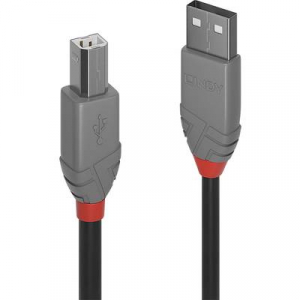 LINDY USB 2.0 Csatlakozókábel [1x USB 2.0 dugó, A típus - 1x USB 2.0 dugó, B típus] 10.00 m Fekete