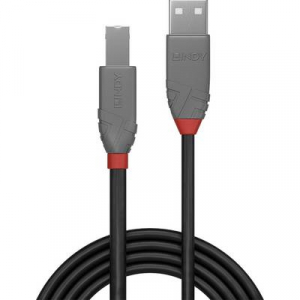 LINDY USB 2.0 Csatlakozókábel [1x USB 2.0 dugó, A típus - 1x USB 2.0 dugó, B típus] 10.00 m Fekete