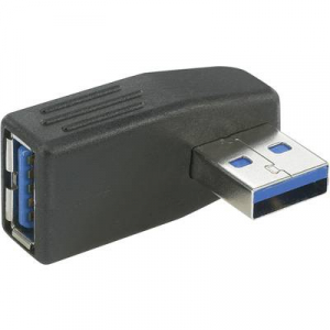 USB 3.0 adapter, A dugóról A aljra, 90°-ban oldalt balra hajlított Renkforce