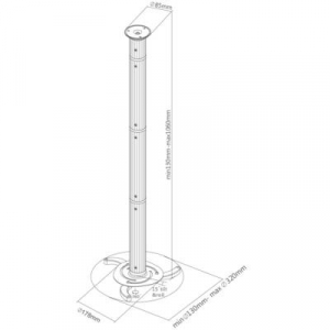 Mennyezeti projektor tartó konzol, forgatható, állítható hossz 13 - 106 cm SpeaKa Professional 1227390