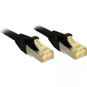 RJ45 Hálózat Csatlakozókábel CAT 6a S/FTP 0.50 m Fekete Védővel LINDY