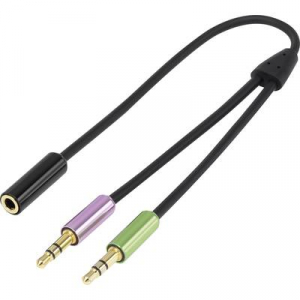 SpeaKa Professional Jack Audio Y adapter [2x Jack dugó, 3,5 mm-es - 1x Jack alj, 3,5 mm-es] Fekete