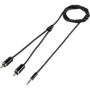 SpeaKa Professional RCA / Jack Audio Csatlakozókábel [2x RCA dugó - 1x Jack dugó, 3,5 mm-es] 0.80 m Fekete SuperSoft köpeny