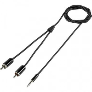 SpeaKa Professional RCA / Jack Audio Csatlakozókábel [2x RCA dugó - 1x Jack dugó, 3,5 mm-es] 1.50 m Fekete SuperSoft köpeny