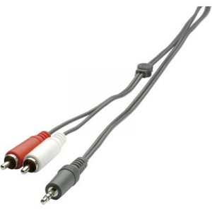 Jack - RCA audio kábel, 1x 3,5 mm jack dugó - 2x RCA dugó, 2 m, fekete, SpeaKa Professional 325090