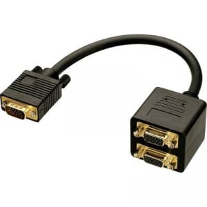 LINDY VGA Y adapter [1x VGA dugó - 2x VGA dugó] Fekete