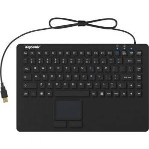 Keysonic KSK-5230 IN (US) Billentyűzet Fekete Szilikon membrán, Vízálló (IPX7), Beépített érintőpanel, Egérgombok
