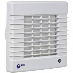 Fali és mennyezeti szellőző ventilátor zsaluval, beépített hygrosztáttal, O 100 mm, fehér, SIKU 27944