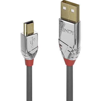 LINDY USB 2.0 Csatlakozókábel [1x USB 2.0 dugó, A típus - 1x USB 2.0 dugó, mini B típus] 1.00 m Szürke