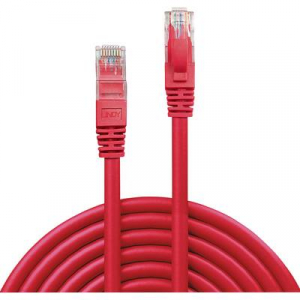 RJ45 Hálózat Csatlakozókábel CAT 6 U/UTP 5.00 m Piros Védővel LINDY