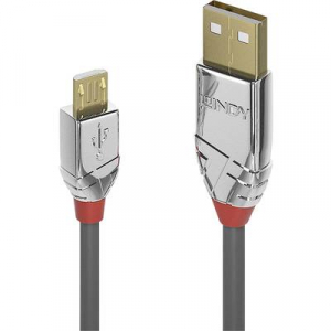 LINDY USB 2.0 Csatlakozókábel [1x USB 2.0 dugó, A típus - 1x USB 2.0 dugó, mikro B típus] 0.50 m Szürke