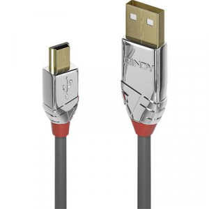 LINDY USB 2.0 Csatlakozókábel [1x USB 2.0 dugó, A típus - 1x USB 2.0 dugó, mini B típus] 1.00 m Szürke