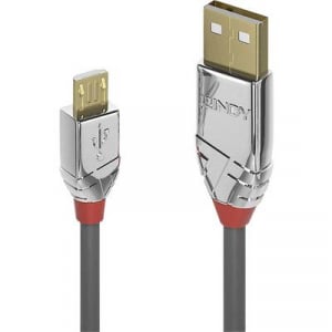 LINDY USB 2.0 Csatlakozókábel [1x USB 2.0 dugó, A típus - 1x USB 2.0 dugó, mikro B típus] 2.00 m Szürke