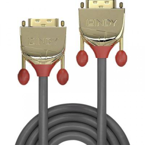 LINDY DVI Csatlakozókábel [1x DVI dugó, 24+1 pólusú - 1x DVI dugó, 24+1 pólusú] 5.00 m Szürke