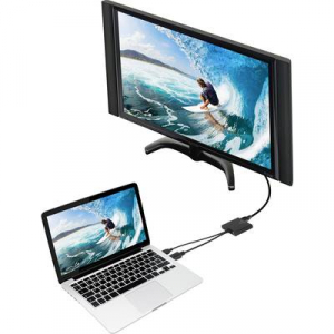 DisplayPort elosztó, 1x DisplayPort dugó - 2x DisplayPort alj, fekete, Renkforce