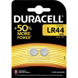 LR44 gombelem, alkáli mangán, 1,5V, 105 mAh, 2 db, Duracell AG13, V13GA, G13A, 13GA, PX76A, PX675A, 157, L1154