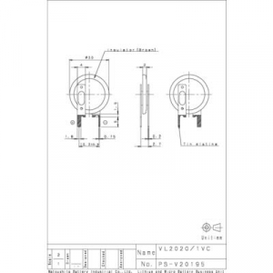 VL2020 lítium gombakku, beforrasztható, álló, 3 V 20 mAh, Panasonic VL2020-1VCE