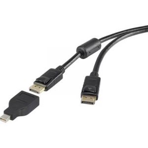 Renkforce Kijelző csatlakozó Csatlakozókábel [1x DisplayPort dugó - 1x Mini DisplayPort dugó] 1.80 m Fekete