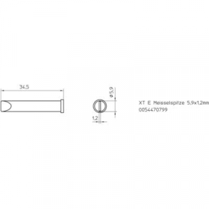 Weller XT-E WP120 pákához. Hosszú, egyenes, kétoldalt csapott, véső formájú pákahegy, forrasztóhegy 5.9 mm