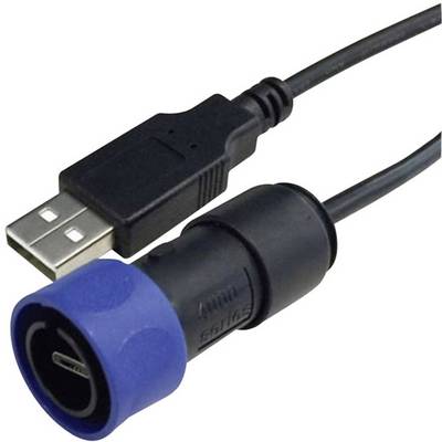 Bulgin USB 2.0 Csatlakozókábel [1x Mikro USB dugó - 1x USB 2.0 dugó, A típus] 2.00 m Fekete, Kék